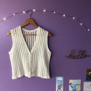 Handmade White Crochet Vest - Possible Vintage